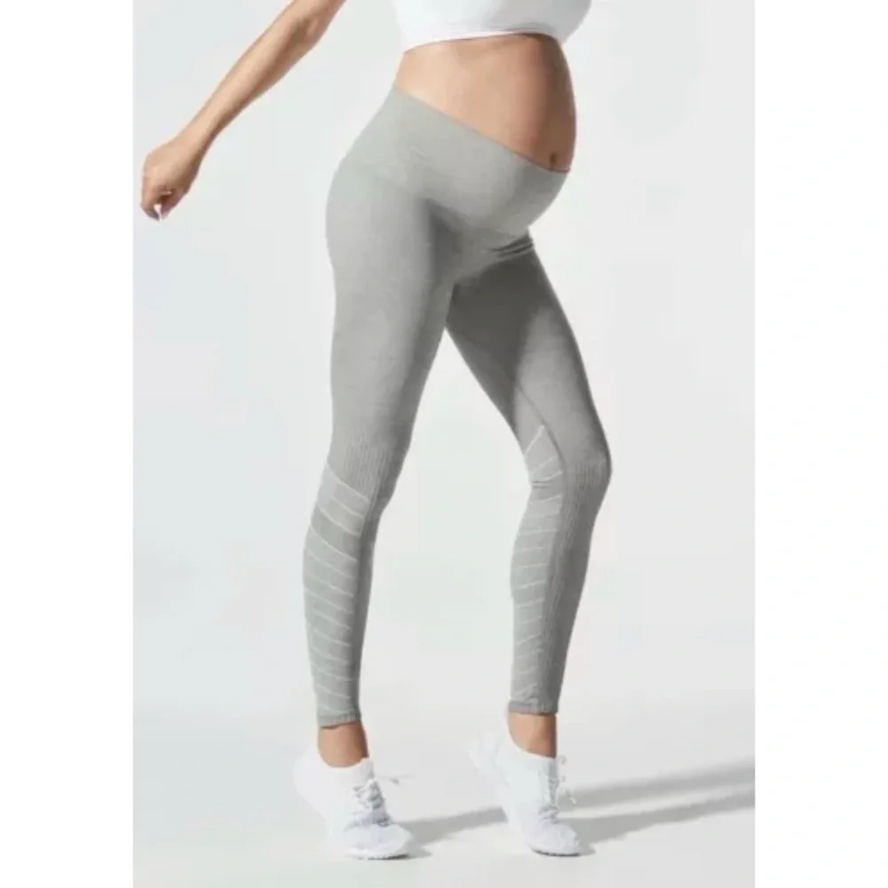 BLANQI Grey Sport Support Maternity Athletic Contour Leggings Sz Small - Picture 2 of 13